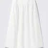 Gathered Cotton Poplin Maxi Skirt – White