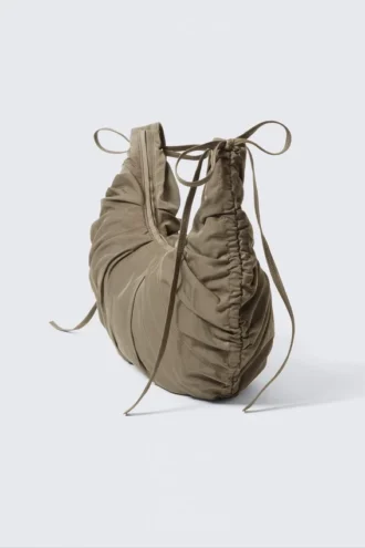 Gathered Crossbody Bag – Dark Beige
