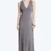 Gathered Maxi Dress – Dusty Grey