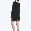 Gathered Mini Long Sleeve Dress – Black