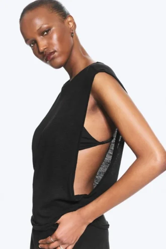 Gathered Tank Top – Black