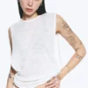 Gathered Tank Top – White