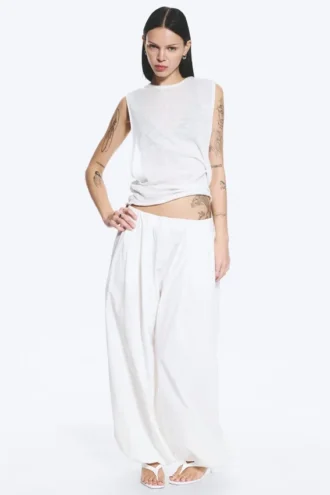 Gathered Tank Top – White