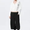 Gathered V-Neck Zip Top – White