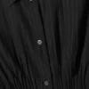 Gathered Waist Cotton Poplin Shirt – Striped Black