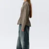 Gathered Waist Cotton Poplin Shirt – Striped Brown