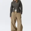 Genevieve Slim Structured Cotton Zip Jacket – Dark Grey