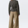 Genevieve Slim Structured Cotton Zip Jacket – Dark Grey
