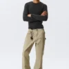 Gia F Flared Workwear Trousers – Washed Beige