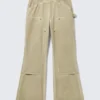 Gia F Flared Workwear Trousers – Washed Beige