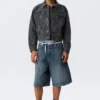 Gia F Relaxed Cotton Trucker Jacket – Navy Camo