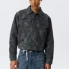 Gia F Relaxed Cotton Trucker Jacket – Navy Camo