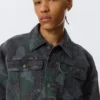 Gia F Relaxed Cotton Trucker Jacket – Navy Camo