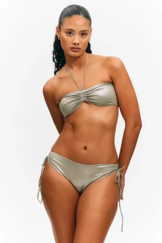 Glitter Halter Bikini Top – Glitter Khaki Green