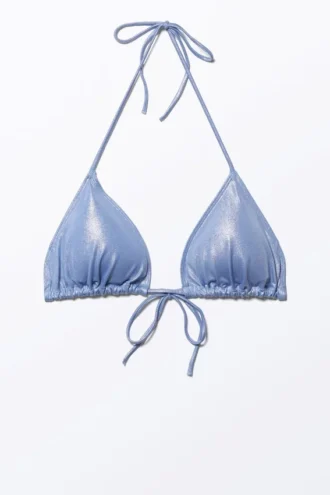 Glitter Triangle Bikini Top – Blue Glitter