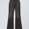 Glow Curve High Waisted Regular Flared Jeans – Black Web – Black
