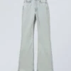 Glow Curve High Waisted Regular Flared Jeans – Snow Blue – Light Blue