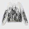 Graphic Knitted Wool-Blend Sweater – White – Black Graphic