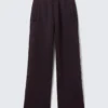 Graphic Loose Fit Scuba Sweatpants – Dark Purple – Embroidered