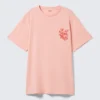 Graphic Oversized Cotton T-Shirt – Light Pink – Floral Print