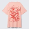 Graphic Oversized Cotton T-Shirt – Light Pink – Floral Print