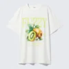 Graphic Oversized Cotton T-Shirt – White – Fuzzy