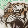 Graphic Short-Sleeved Varsity T-Shirt – White & Green – Tiger Fury
