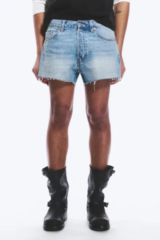 Gravity Short Mid Rise Loose Denim Shorts – Kimberley Blue – Light Blue