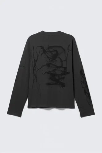 Great Boxy Graphic Long Sleeve T-Shirt – Dark Grey – Big Mess