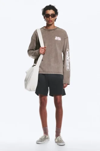 Great Boxy Graphic Long Sleeve T-Shirt – Dark Mole – Logo Mix