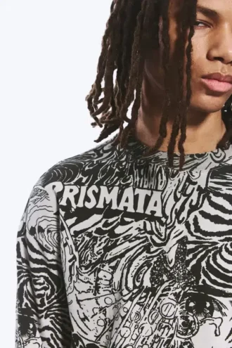 Great Boxy Graphic Long Sleeve T-Shirt – Dark Mole – Psychedelia