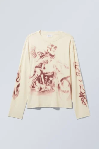Great Boxy Graphic Long Sleeve T-Shirt – Dusty White
