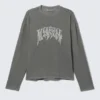 Great Boxy Graphic Long Sleeve T-Shirt – Washed Grey – Virtual Mission