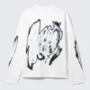 Great Boxy Graphic Long Sleeve T-Shirt – White – Abstract Print