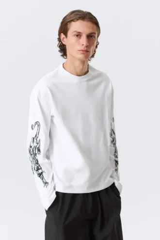 Great Boxy Graphic Long Sleeve T-Shirt – White – Angry Panthers