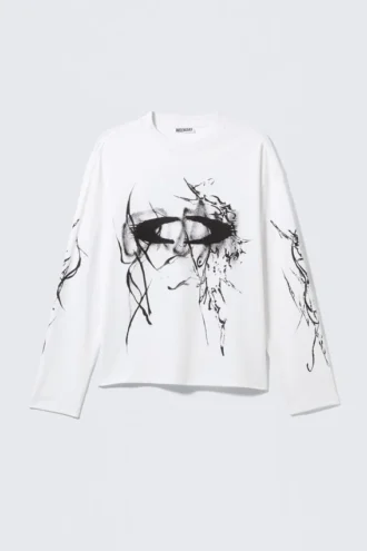 Great Boxy Graphic Long Sleeve T-Shirt – White – Big Mess