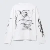 Great Boxy Graphic Long Sleeve T-Shirt – White – Big Mess