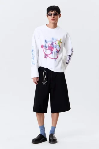 Great Boxy Graphic Long Sleeve T-Shirt – White – Rat Spray