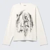 Great Boxy Graphic Long Sleeve T-Shirt – White – Skeleton Angel