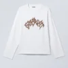 Great Boxy Graphic Long Sleeve T-Shirt – White – Stardust