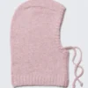 Hairy Knitted Tie Hood – Light Dusty Pink