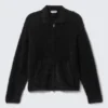 Hairy Knitted Zip Cardigan – Black