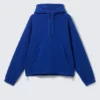 Half-Zip Fleece Hoodie – Bright Blue