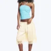 Halterneck Bandeau Top – White & Turquoise Stripes