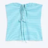 Halterneck Bandeau Top – White & Turquoise Stripes