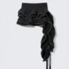 Heavy Zip Frill Mini Skirt – Dark Grey
