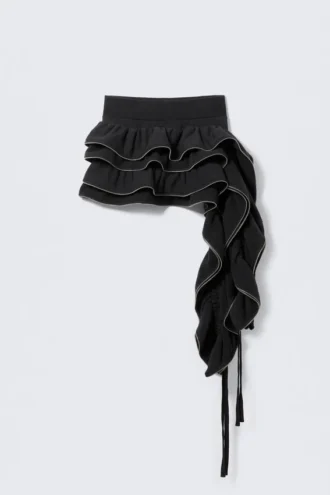 Heavy Zip Frill Mini Skirt – Dark Grey