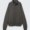 Heavyweight Funnel Neck Zip Sweater – Dark Grey
