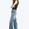 Helix Low Rise Regular Flared Jeans – Sky Worn – Medium Blue