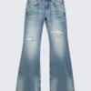 Helix Low Rise Regular Flared Jeans – Sky Worn – Medium Blue